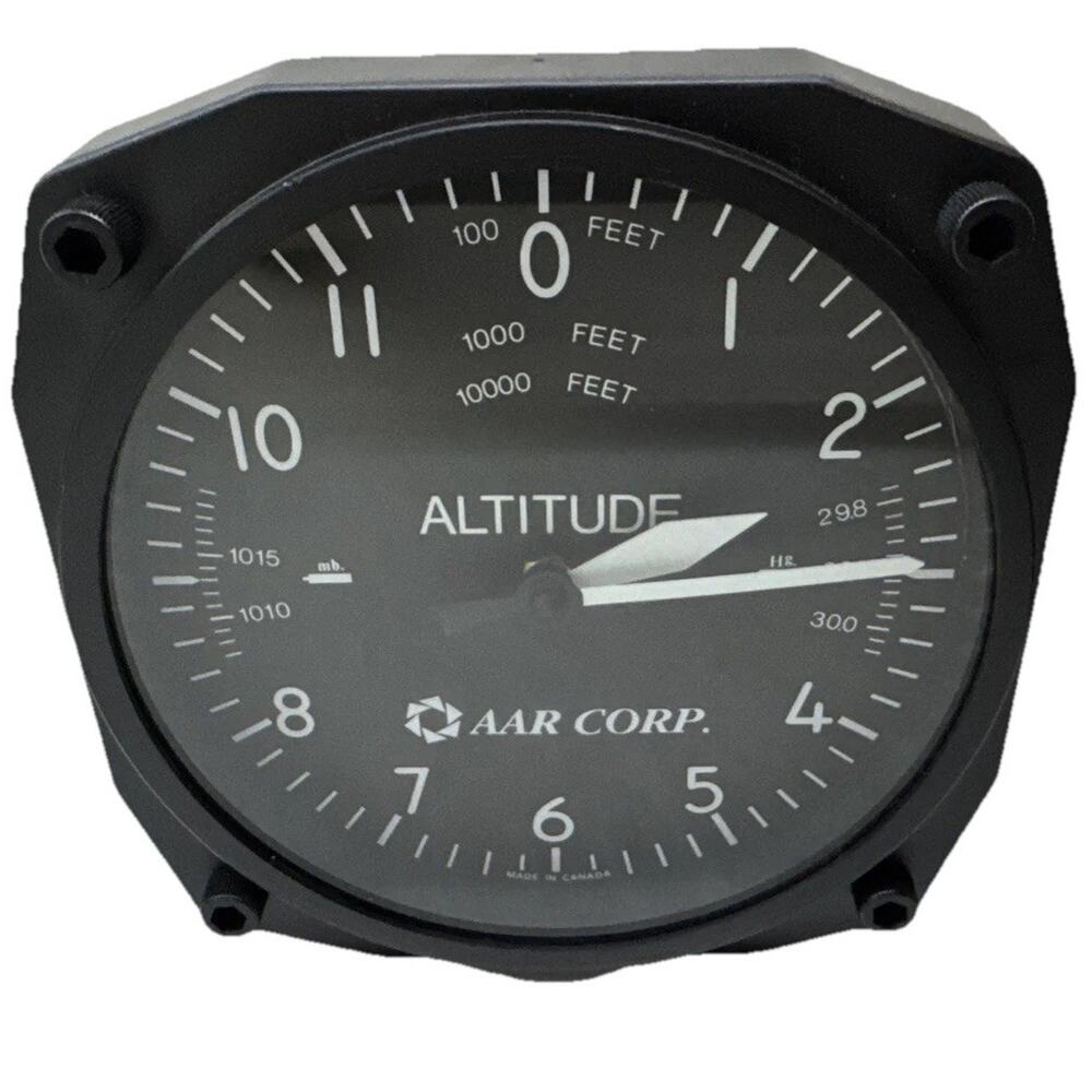 Trintec AAR CORP 6.5" Altimeter Aviation Clock Black Flight Instrument Quartz